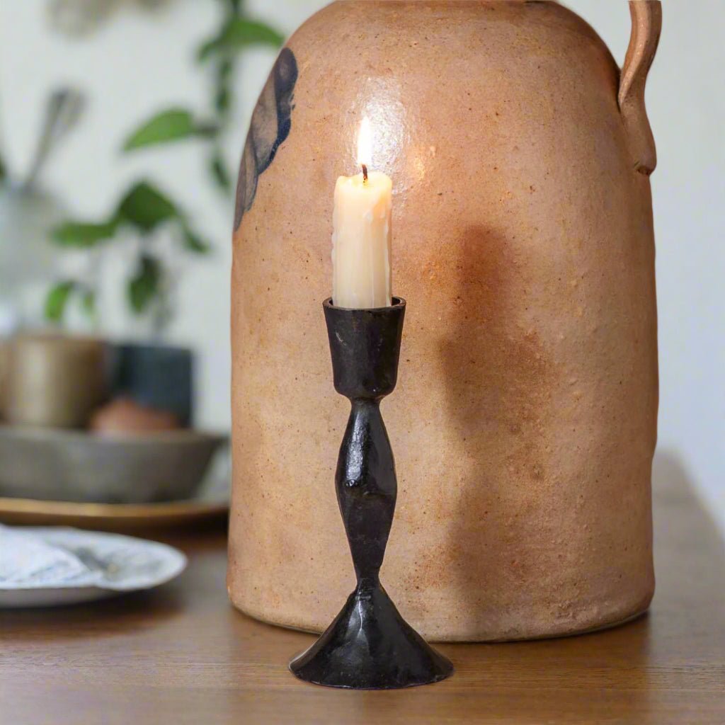 Primitive Colonial 5.5 - Inch Plymouth Cast Iron Taper Candle Holder - The Primitive Pineapple Collection