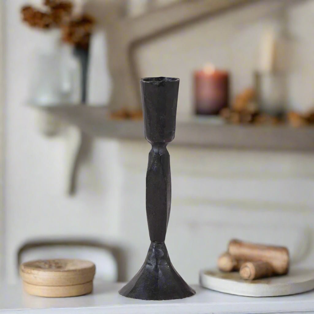 Primitive Colonial 6.5 - Inch Easton Cast Iron Taper Candle Holder - The Primitive Pineapple Collection