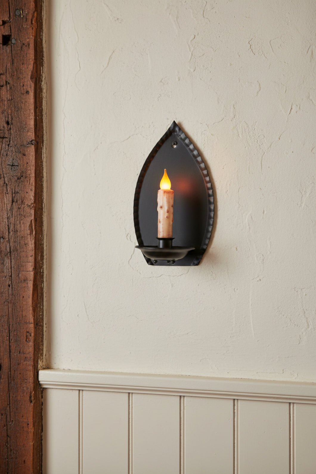 Farmhouse Rustic Colonial Crimped Candle Sconce - The Primitive Pineapple Collection