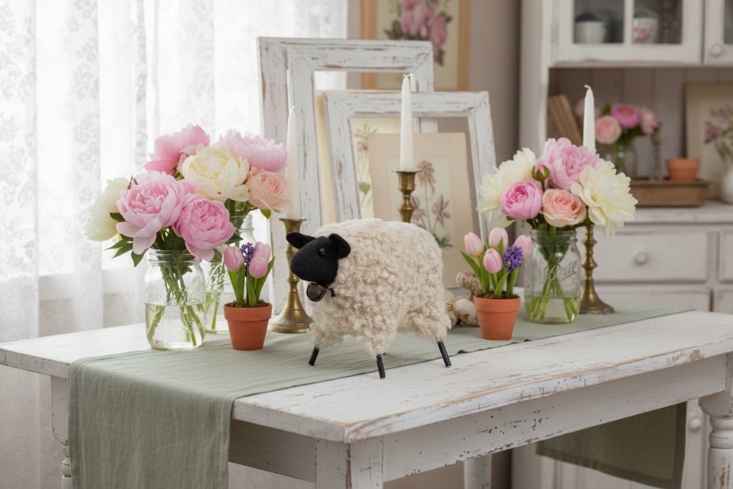 Primitive Stuffed Standing Primitive Sheep w/ Bell - The Primitive Pineapple Collection