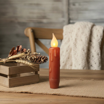 Primitive Rust 4" Battery Operated Taper Candle with Timer