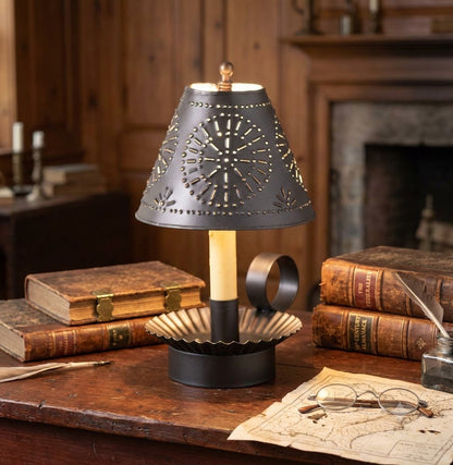 Primitive Crimped Accent Light with Punched Tin Shade Accent Lamp