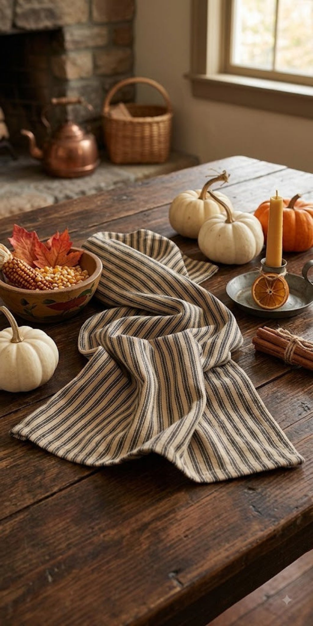 Primitive Black York Ticking Towel