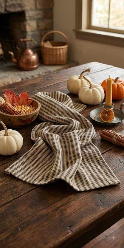 Primitive Black York Ticking Towel