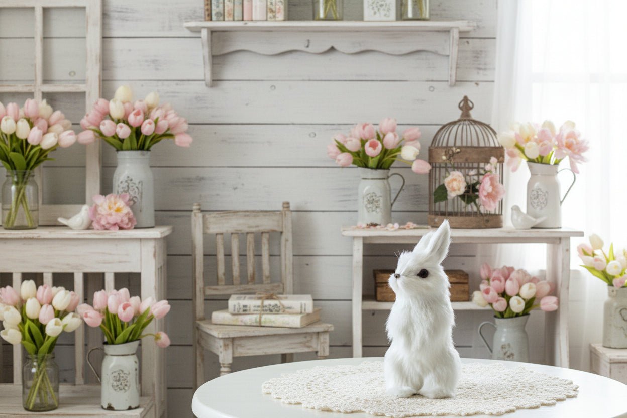 Primitive Ragon House Spring Easter 7.5" White Bunny - The Primitive Pineapple Collection