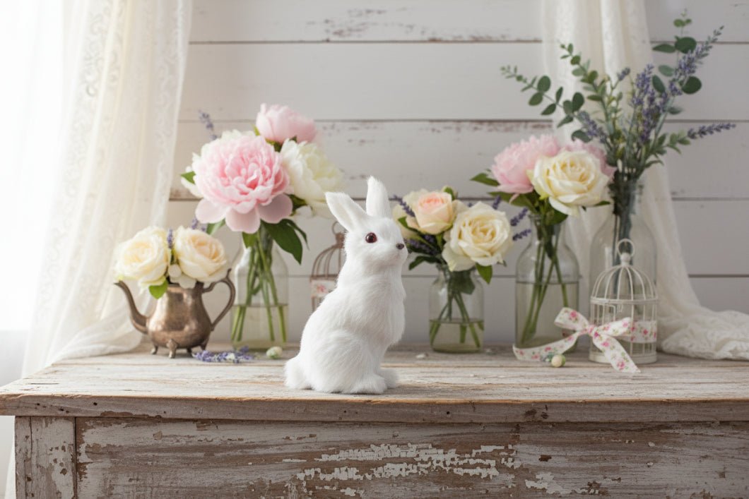 Primitive Ragon House Spring Easter 7.5" White Bunny - The Primitive Pineapple Collection