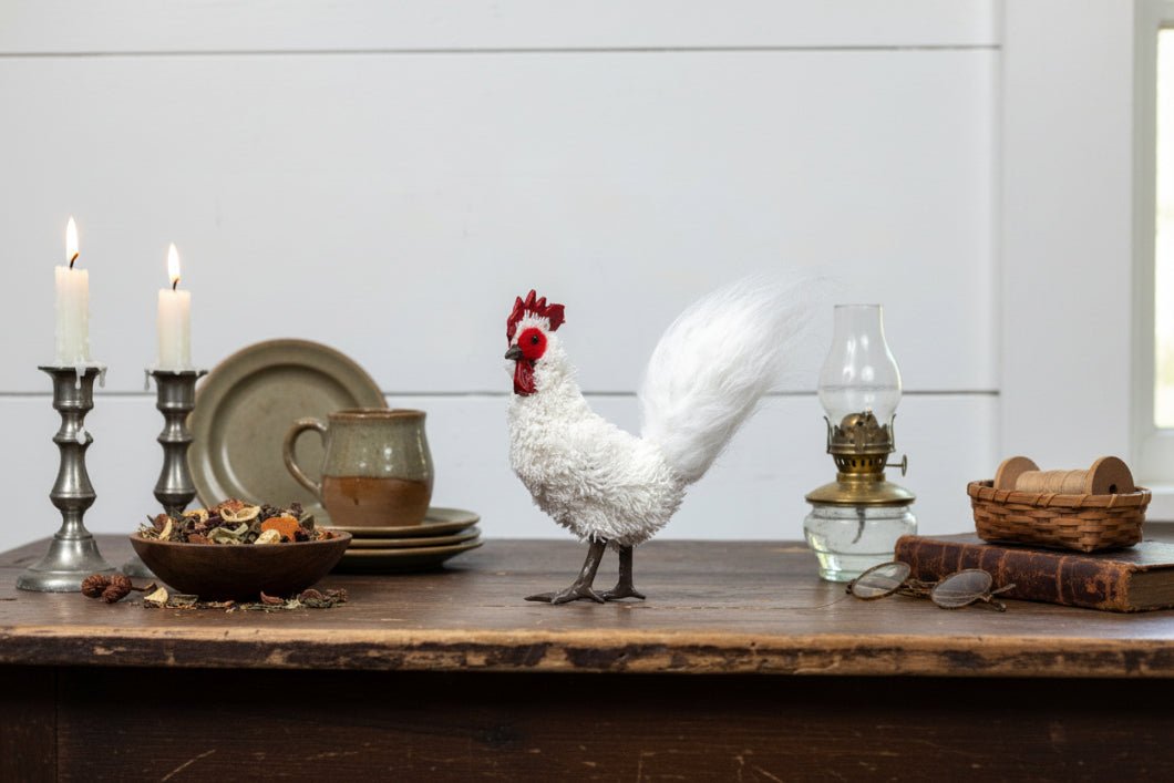 Primitive Ragon House 6" Standing White Rooster - The Primitive Pineapple Collection
