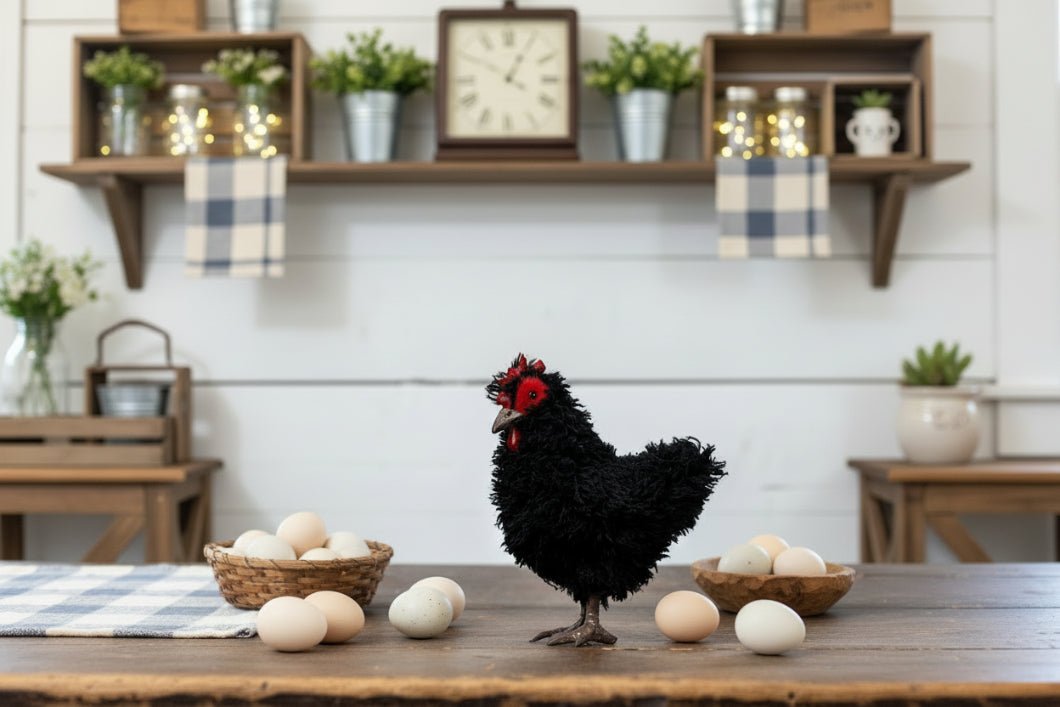 Primitive Ragon House 4.25" Standing Black Hen - The Primitive Pineapple Collection