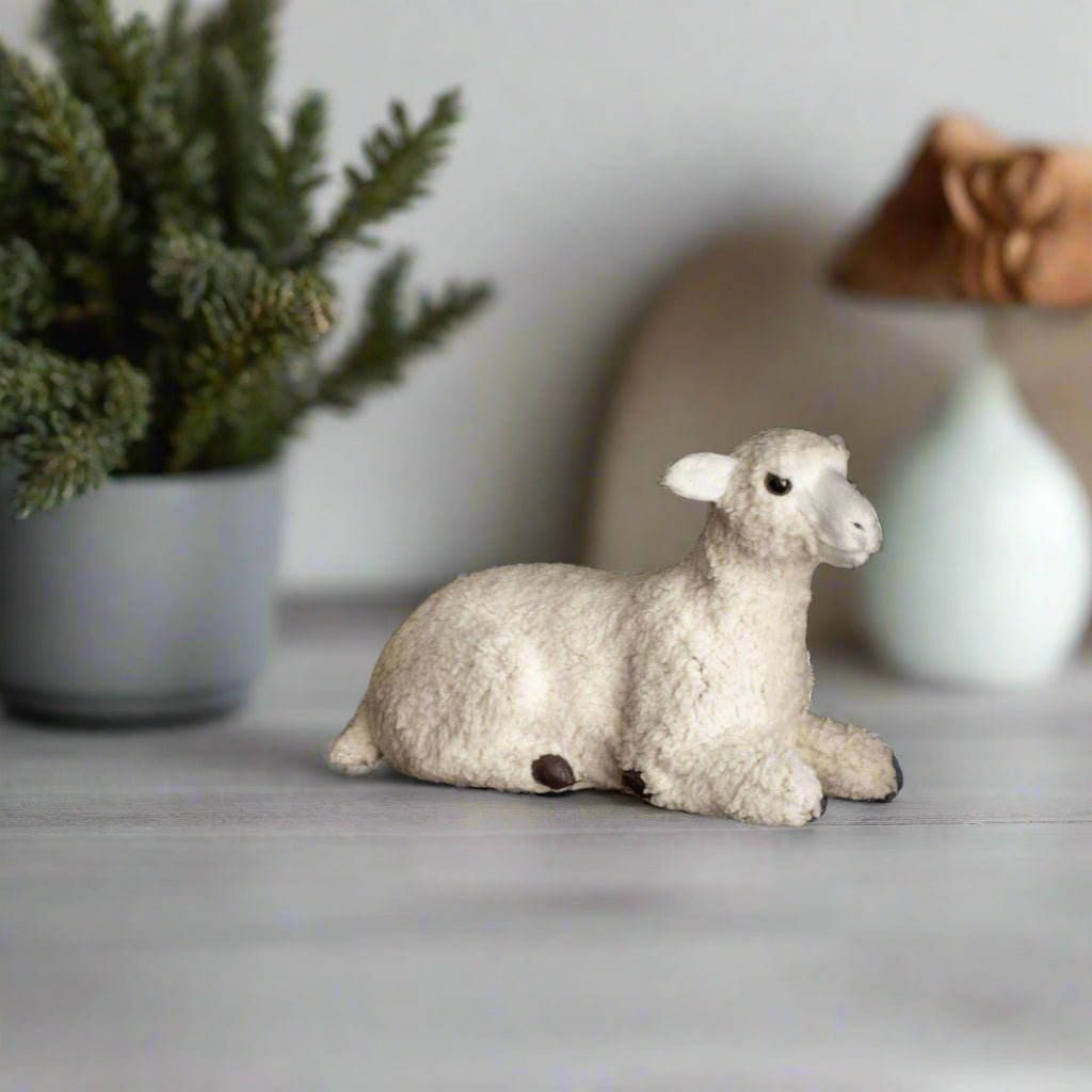 Primitive Ragon House 4.75&quot; Resting Sheep Figurine - The Primitive Pineapple Collection