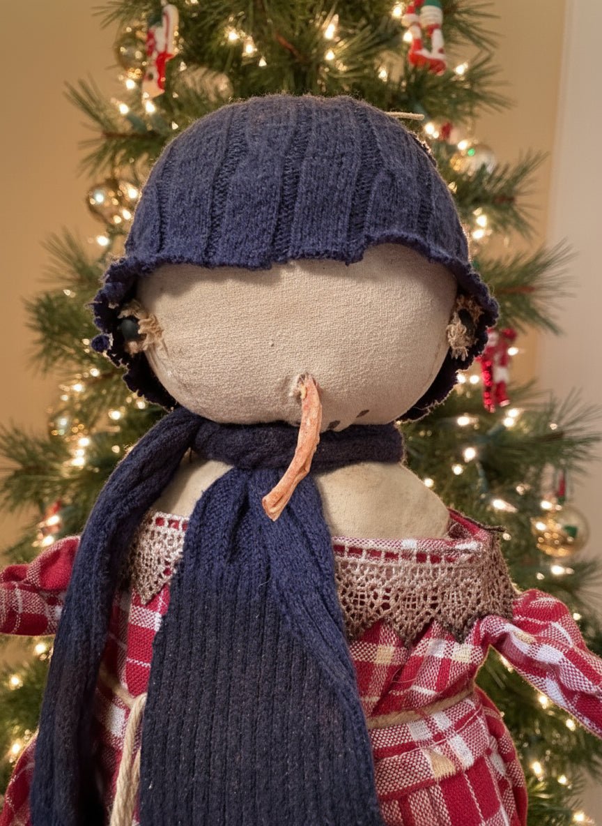 Primitive Christmas Handcrafted Kristen Snow Girl Doll w/ Hat 12&quot; - The Primitive Pineapple Collection