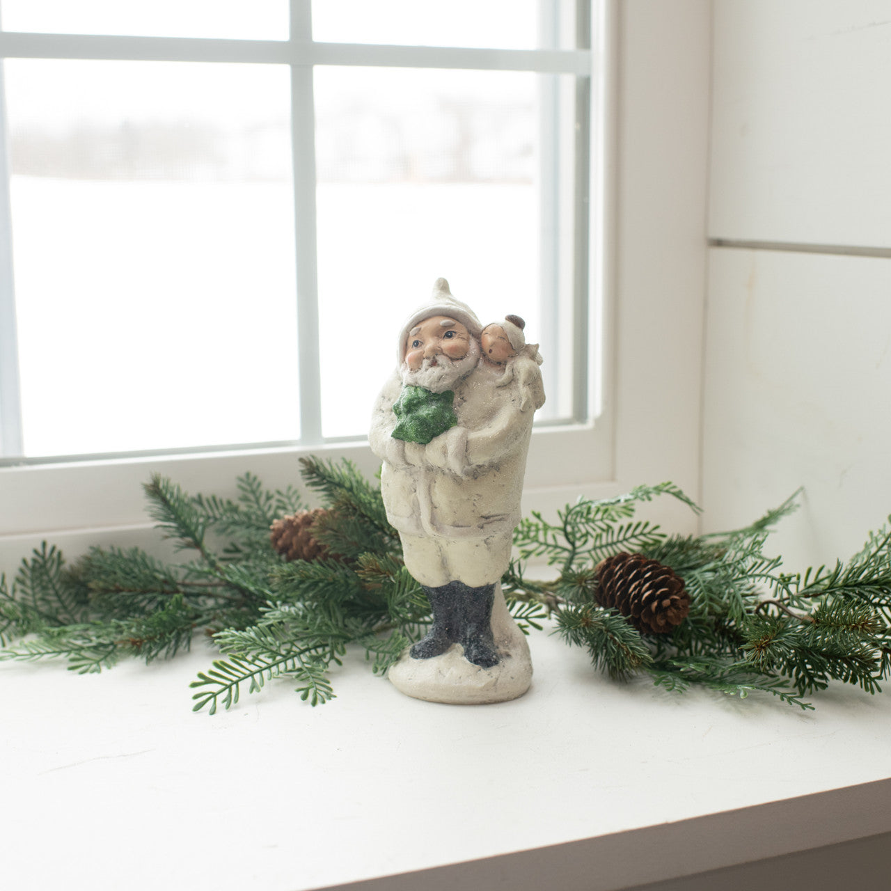 Ragon House Christmas 8&quot;Ivory Santa with Angel Figurine