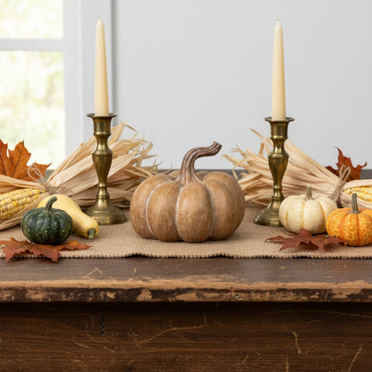 Ragon House Fall Life Like Tan Short Resin Pumpkin w/ Twisted Stem