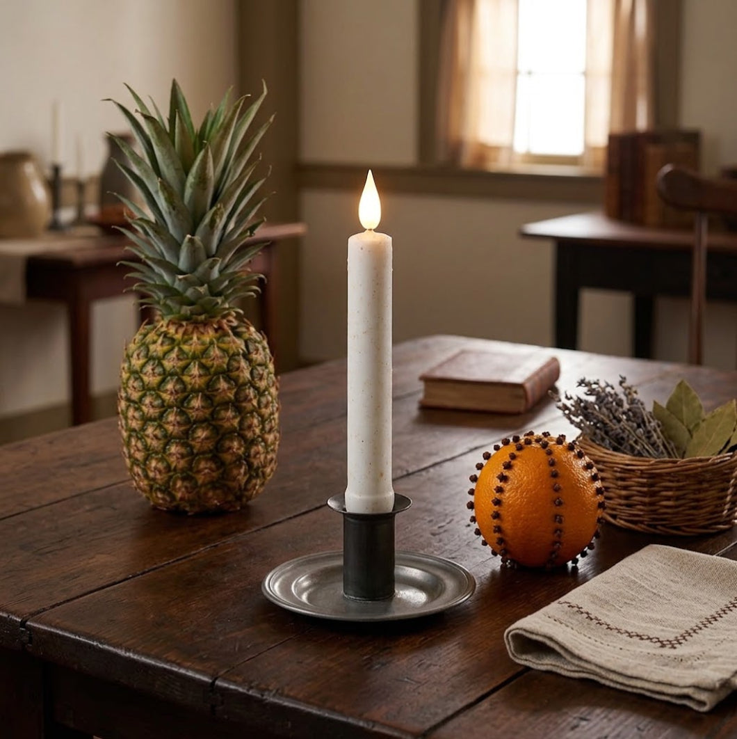Primitive 6.25" Speckled White LED Taper Candle