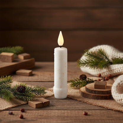 Primitive 4.25" Speckled White LED Taper Candle - The Primitive Pineapple Collection