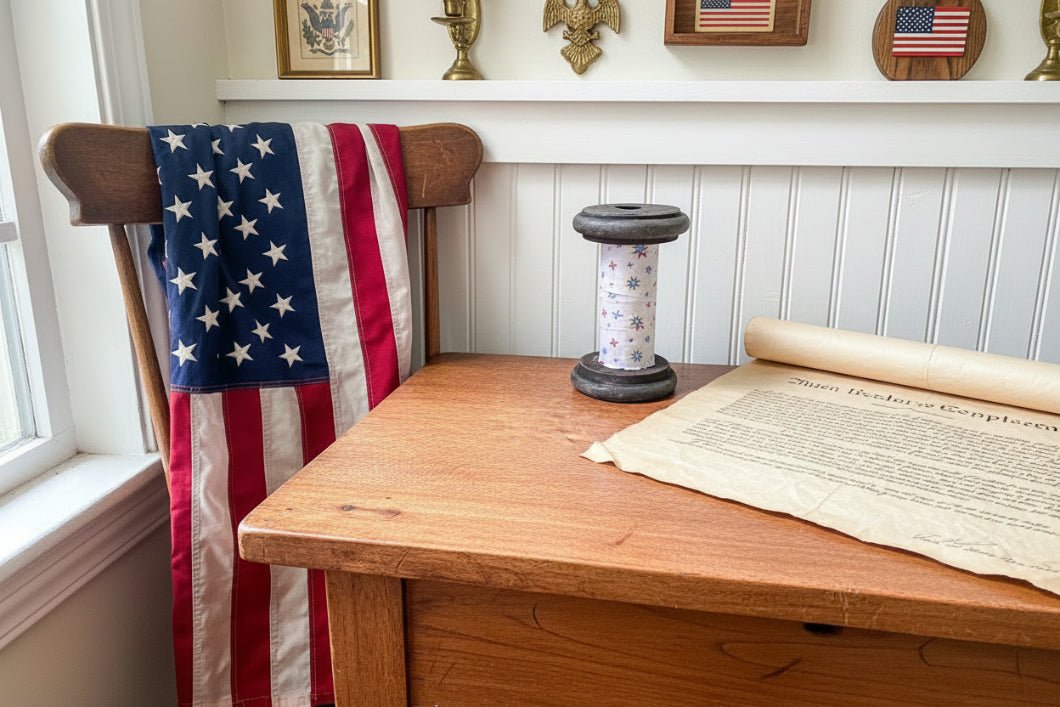 Primitive Americana Vintage Wooden Spools - Repurposed Fabric Wrap, 2 Sizes - The Primitive Pineapple Collection