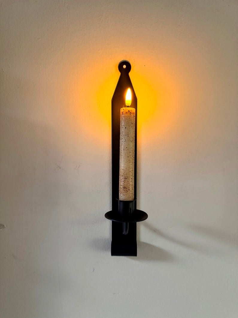 Primitive Handcrafted USA Rustic Black Iron Wall Sconce - The Primitive Pineapple Collection