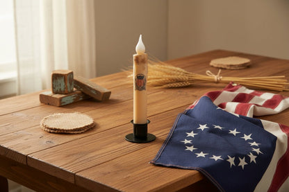 Primitive Handcrafted USA 250 Anniversary Flag LED Timer Taper Candle - The Primitive Pineapple Collection