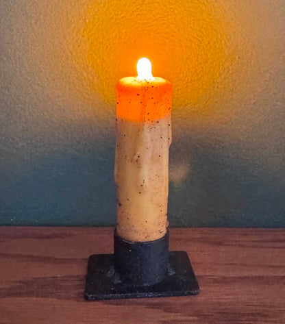 Primitive 4" Mustard Flicker Nub LED Timer Taper Candle