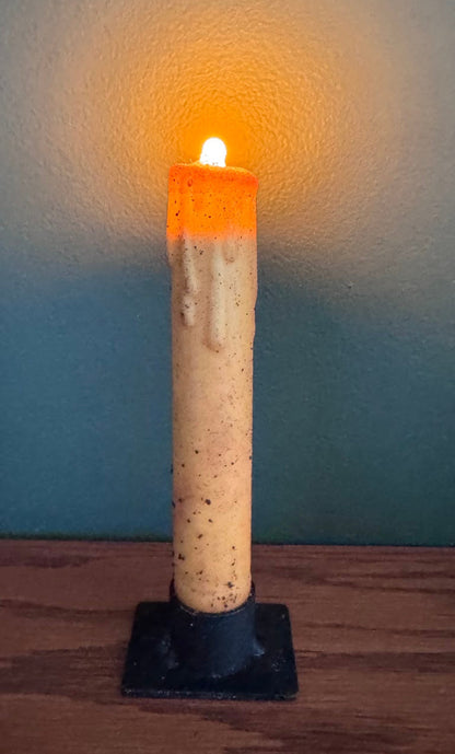 Primitive 6" Mustard Flicker Nub LED Timer Taper Candle