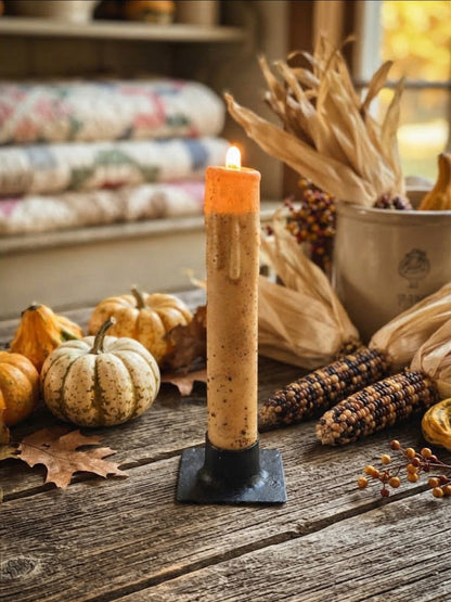 Primitive 6" Mustard Flicker Nub LED Timer Taper Candle