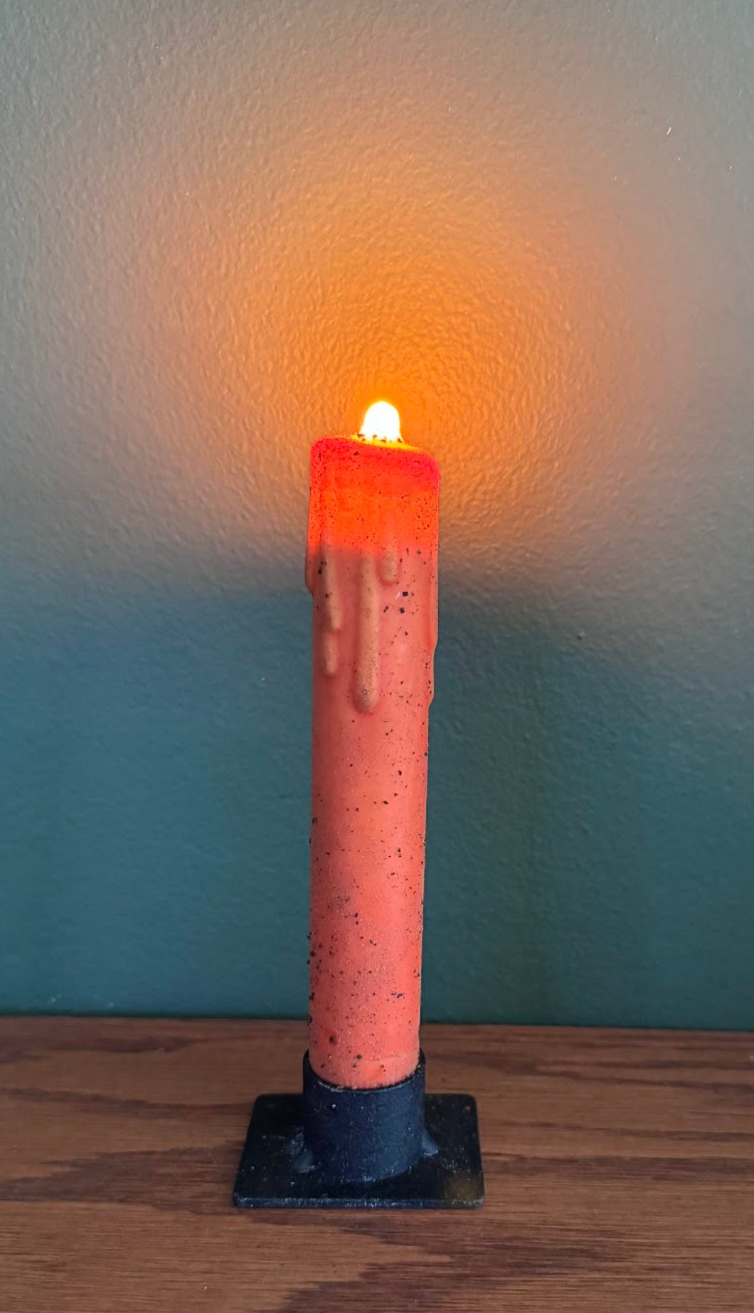 Primitive 6" Burnt Orange Flicker Nub LED Timer Taper Candle