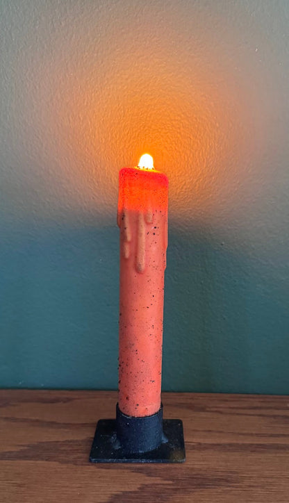 Primitive 6" Burnt Orange Flicker Nub LED Timer Taper Candle