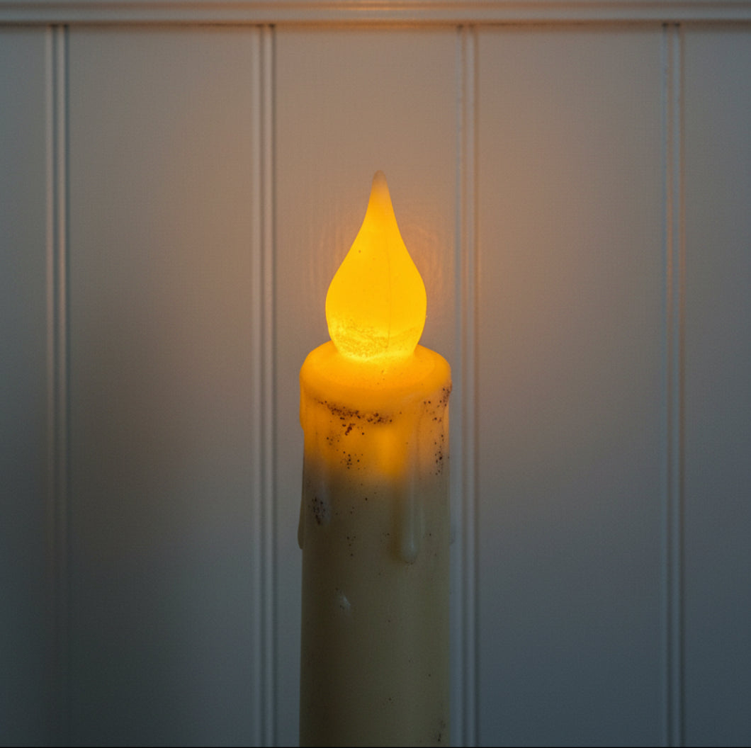 Primitive Handcrafted Ghostly Ghost Battery Flicker LED Timer Taper Candle