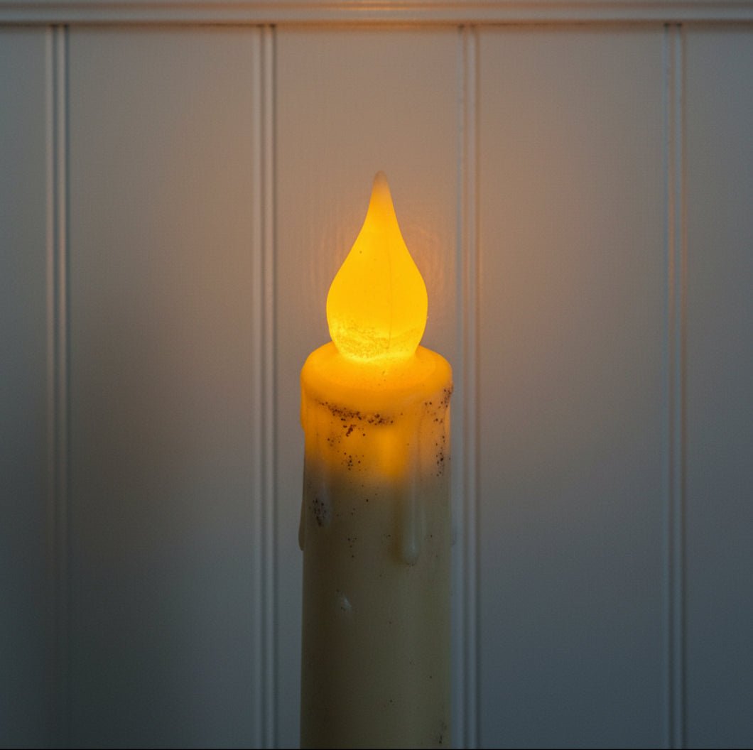Primitive Handcrafted 7" Flower Top Pumpkin Flicker LED Timer Taper Candle - The Primitive Pineapple Collection