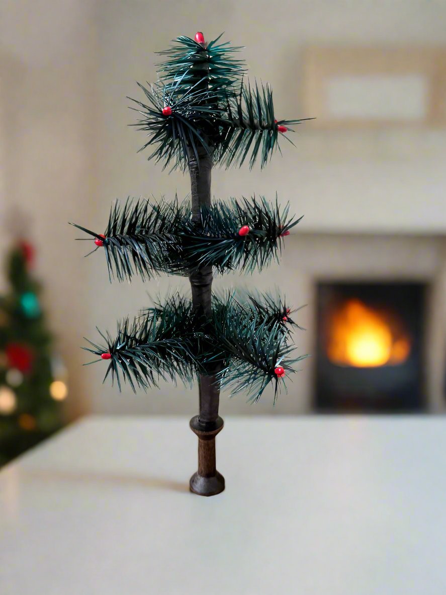 Bethany Lowe Inspired Handcrafted USA German Style Goose Feather Tree w/ Red Berries 9" - The Primitive Pineapple Collection