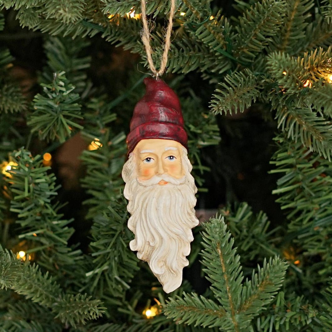Primitive Christmas 5&quot; White Beard Santa Ornament - The Primitive Pineapple Collection