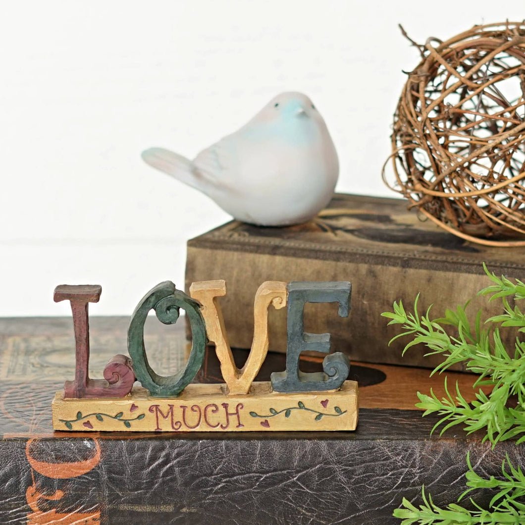 Primitive Farmhouse 5&quot; Love Much Shelf Sitter - The Primitive Pineapple Collection