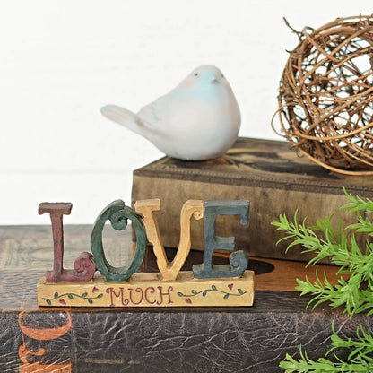 Primitive Farmhouse 5&quot; Love Much Shelf Sitter - The Primitive Pineapple Collection