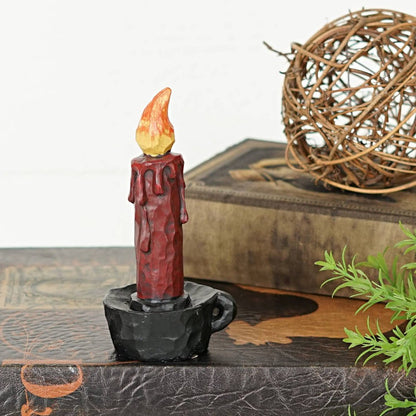 Primitive Folk Art Red Candle Shelf Sitter 5.5&quot; - The Primitive Pineapple Collection