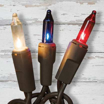 Holiday Americana Patriotic Lights Brown Cord 50 ct. - The Primitive Pineapple Collection