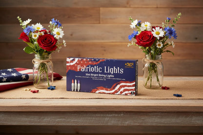 Holiday Americana Patriotic Lights White Cord 50 ct. - The Primitive Pineapple Collection