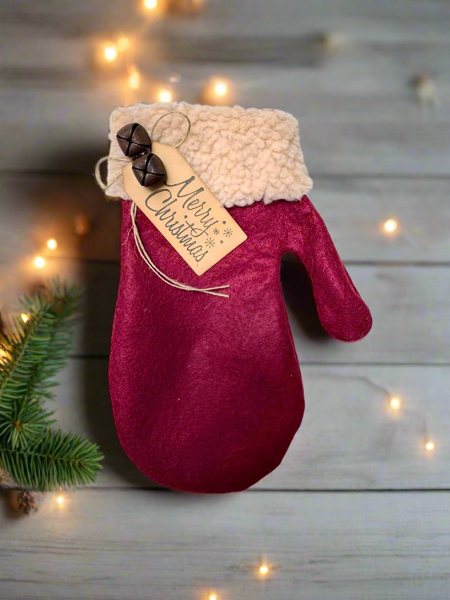Primitive Christmas Handcrafted USA Mitten w/ Prim Tag 2 Styles - The Primitive Pineapple Collection