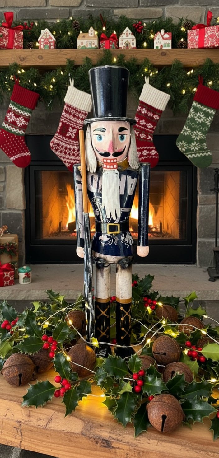 Primitive Christmas 14.5” Recycled Metal Christmas Blue Nutcracker - The Primitive Pineapple Collection