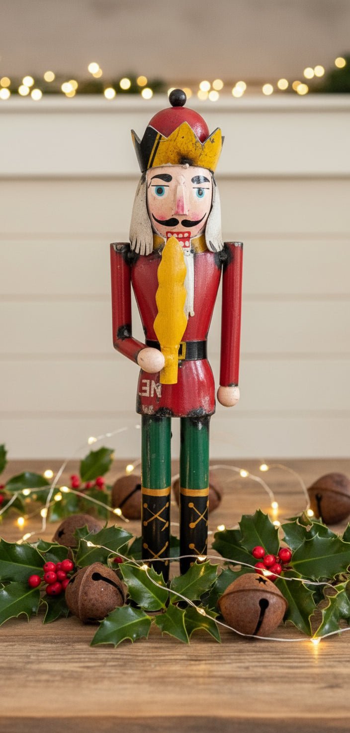 Primitive Christmas 14.5” Recycled Metal Christmas Red Nutcracker - The Primitive Pineapple Collection