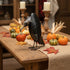 Primitive Halloween Fall Recycled Metal Black Raven Crow w/ Pumpkin 11.5" - The Primitive Pineapple Collection