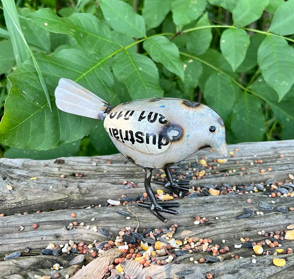 Primitive Farmhouse Recycled Metal 6&quot; White Baby Chick Figurine