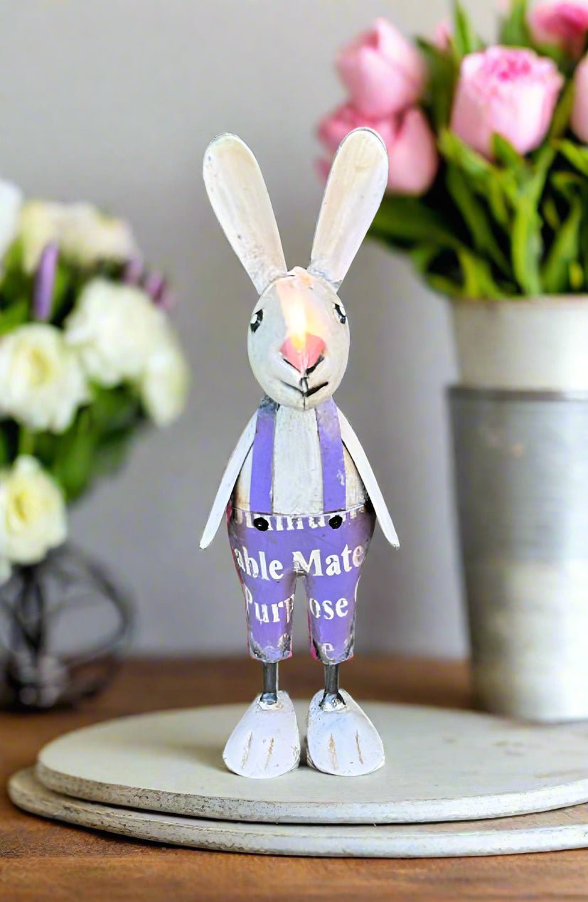 Primitive Spring Easter Recycled Metal Vinnie Baby Bunny 8" - The Primitive Pineapple Collection