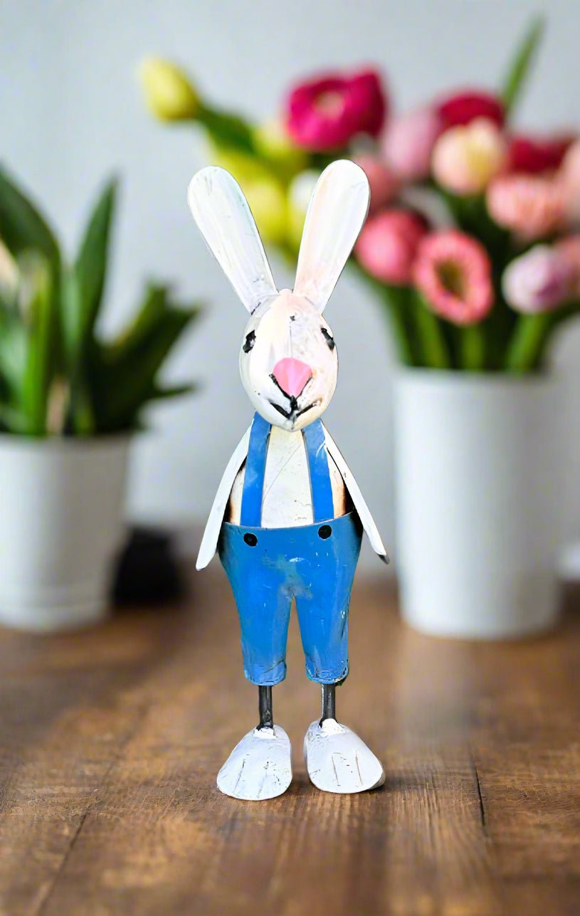 Primitive Spring Easter Recycled Metal Rex Baby Bunny 8" - The Primitive Pineapple Collection