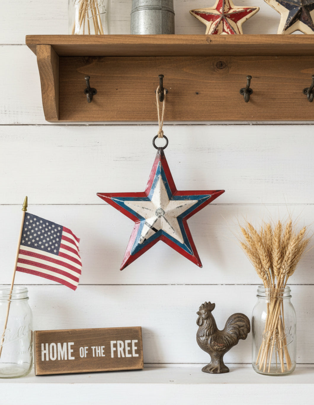 Patriotic Recycled Metal Americana Star Ornament