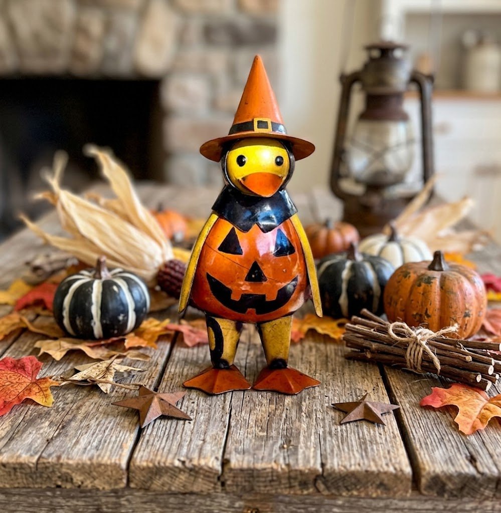 Primitive Halloween Recycled Metal Salem JOL Warlock Figurine - The Primitive Pineapple Collection