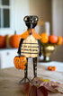 Primitive Halloween Fall Recycled Metal Black Crow w/ Pumpkin 10.5" - The Primitive Pineapple Collection