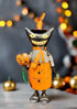 Primitive Halloween Recycled Metal Chesire Cat w/ Pumpkin 14" - The Primitive Pineapple Collection