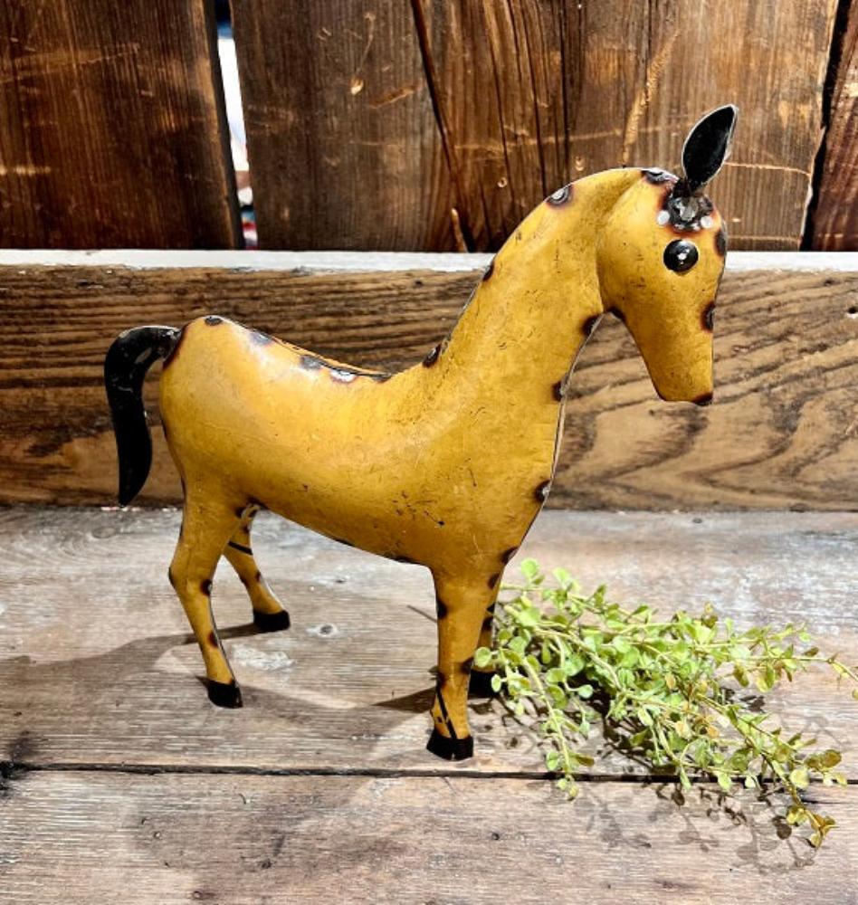 Primitive Farmhouse Recycled Metal 11.5" Horse Figurine - The Primitive Pineapple Collection