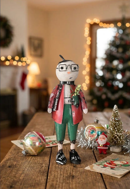 Primitive Christmas 12.5" Recycled Metal Snowman with Glasses - The Primitive Pineapple Collection