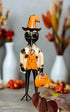 Primitive Halloween Fall Recycled Metal Black Randy Crow w/ Pumpkin 12.5" - The Primitive Pineapple Collection