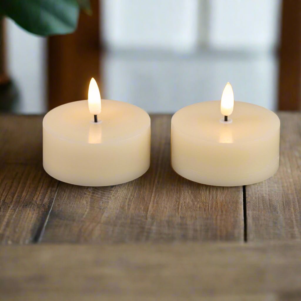 Ragon House 2 pc Oversized 3D Flame Cream Battery Tealight Candle 6hr Timer - The Primitive Pineapple Collection